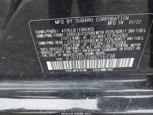 2022 SUBARU CROSSTREK SPORT
