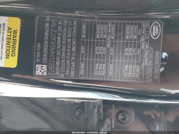2021 LAND ROVER RANGE ROVER EVOQUE S