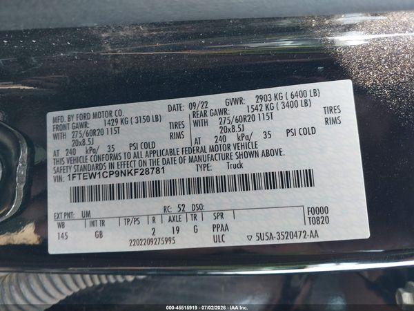 2022 FORD F-150 XL