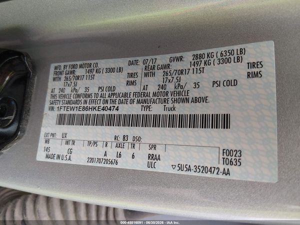 2017 FORD F-150 XL/XLT
