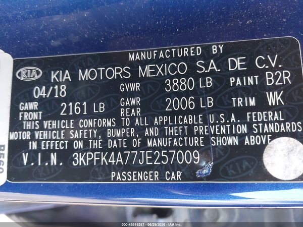 2018 KIA FORTE LX Base