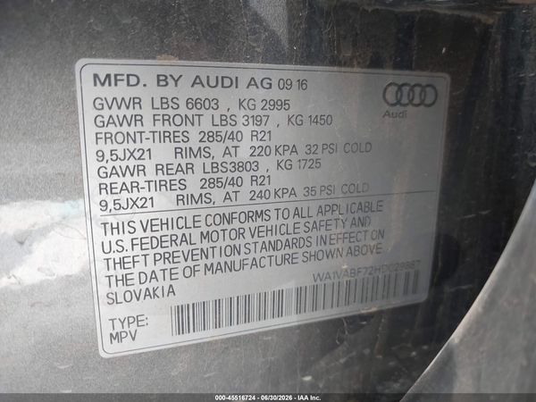 2017 AUDI Q7 3.0T PREMIUM