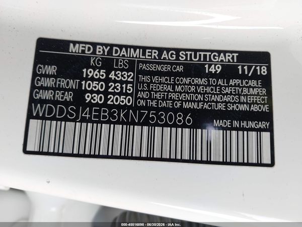 2019 MERCEDES-BENZ CLA 250 CLA250