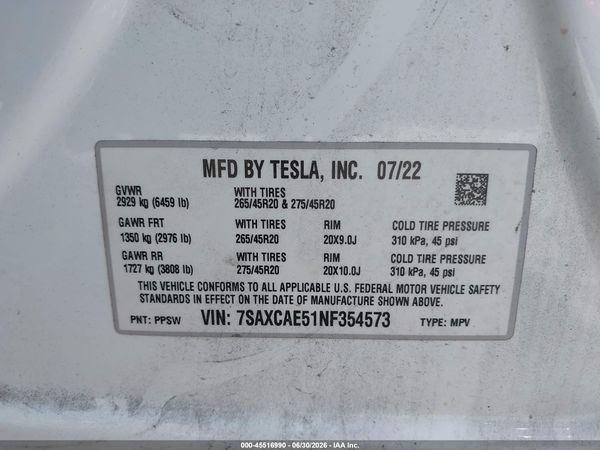 2022 TESLA MODEL X
