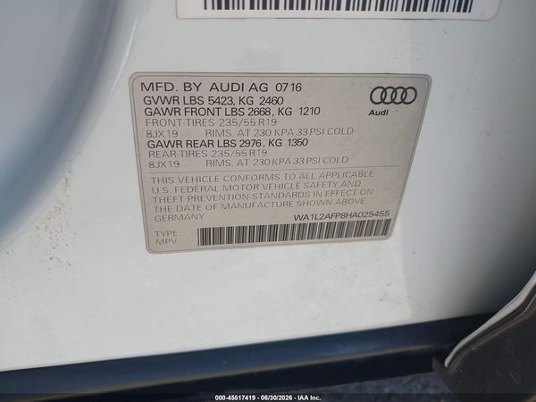 2017 AUDI Q5 2.0T PREMIUM
