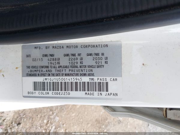 2016 MAZDA MAZDA6 I SPORT
