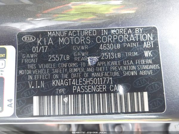 2017 KIA OPTIMA HYBRID Hybrid Base