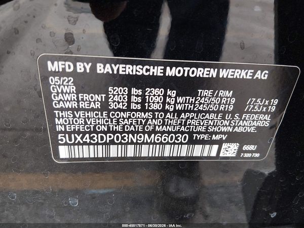 2022 BMW X3 SDRIVE30I