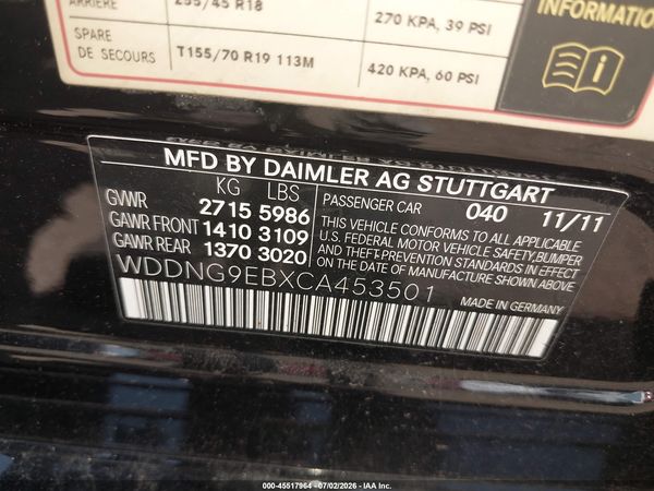 2012 MERCEDES-BENZ S 550 4MATIC
