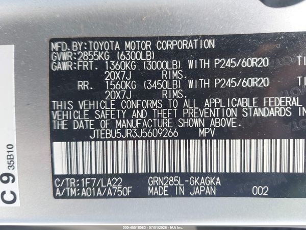 2018 TOYOTA 4RUNNER LIMITED