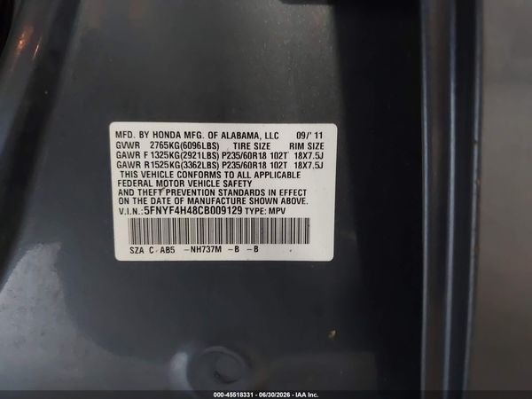2012 HONDA PILOT EX