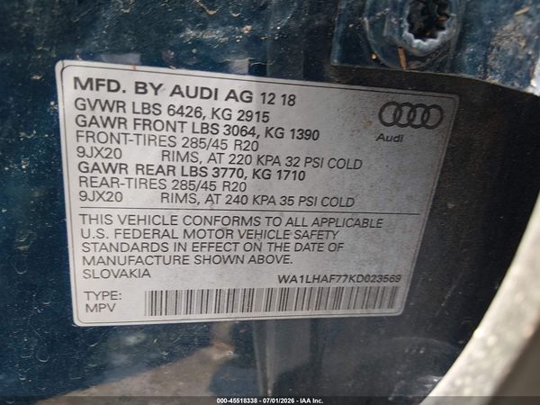 2019 AUDI Q7 45 PREMIUM