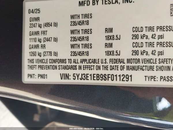 2025 TESLA MODEL 3