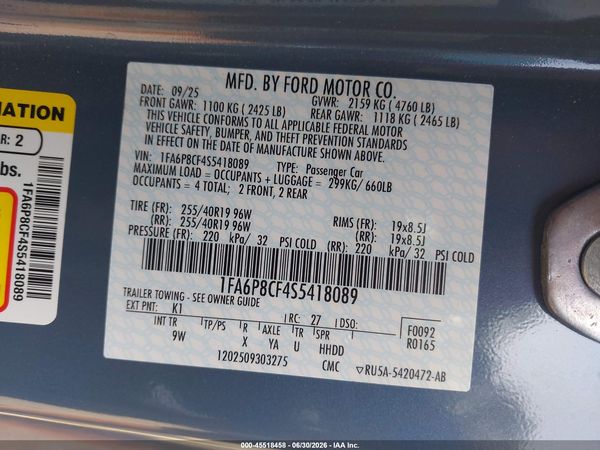 2025 FORD MUSTANG GT PREMIUM FASTBACK