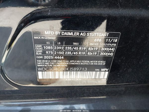 2019 MERCEDES-BENZ GLA 250 4MATIC