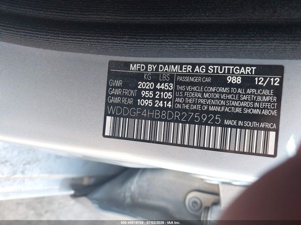 2013 MERCEDES-BENZ C 250 SPORT