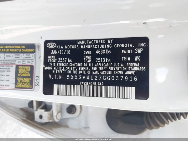 2016 KIA OPTIMA SXL TURBO