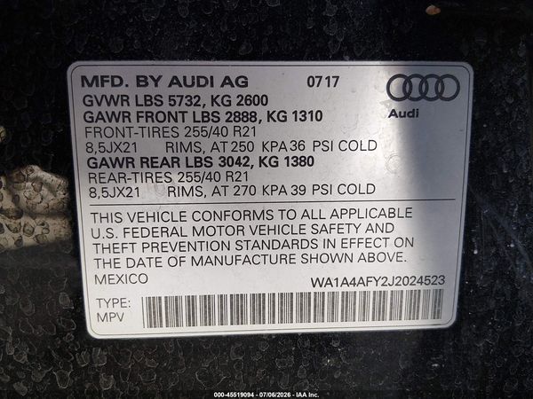 2018 AUDI SQ5 3.0T PREMIUM PLUS