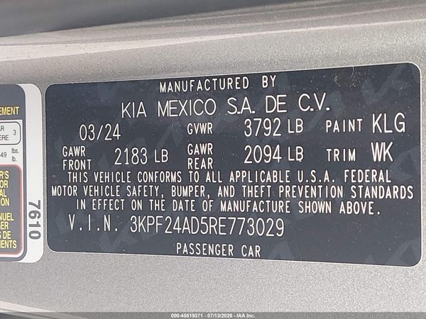 2024 KIA FORTE LXS