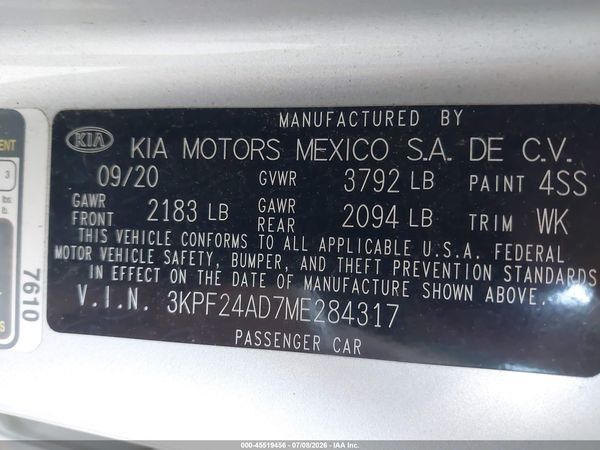 2021 KIA FORTE LXS