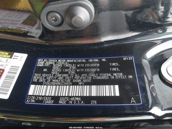 2022 TOYOTA HIGHLANDER XLE