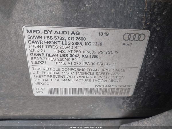 2020 AUDI SQ5 — I9