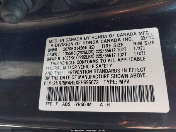 2015 HONDA CR-V EX