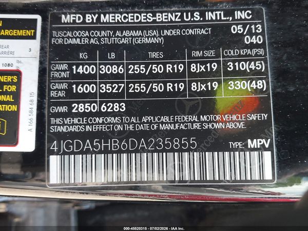 2013 MERCEDES-BENZ ML 350 4MATIC