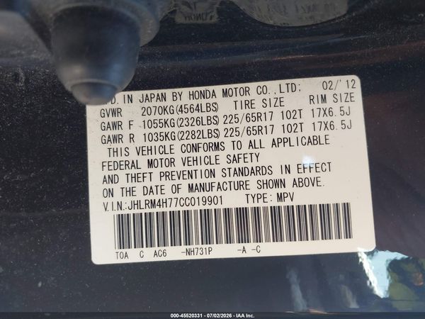 2012 HONDA CR-V EX-L