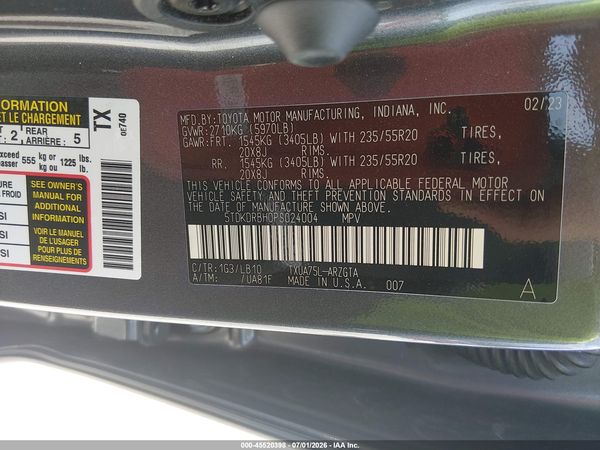 2023 TOYOTA HIGHLANDER LIMITED