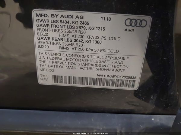 2019 AUDI Q5 45 PREMIUM