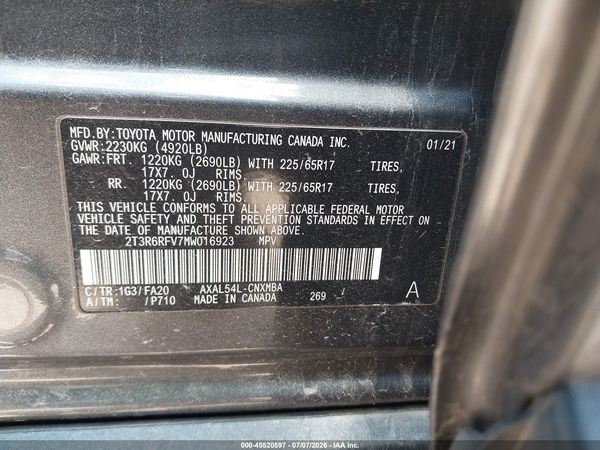 2021 TOYOTA RAV4 XLE HYBRID