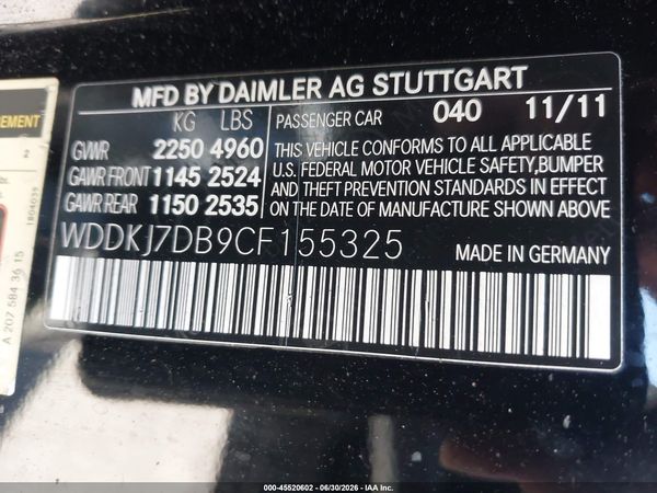 2012 MERCEDES-BENZ E 550 E550