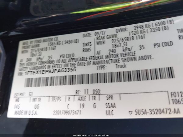 2018 FORD F-150 LARIAT/XL/XLT