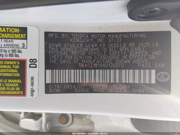 2022 LEXUS ES 350 350 Premium