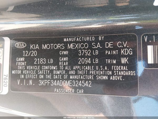 2021 KIA FORTE GT-LINE