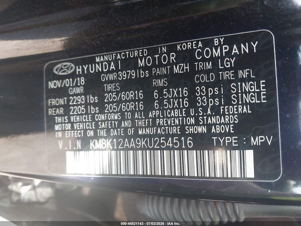 2019 HYUNDAI KONA SE