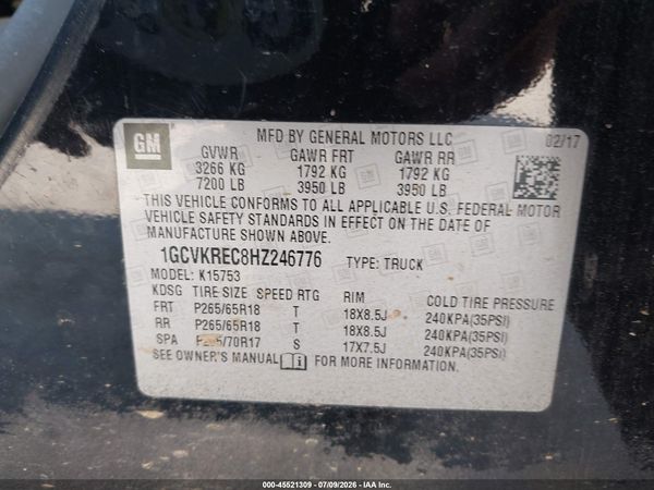 2017 CHEVROLET SILVERADO 1500 LT — I9