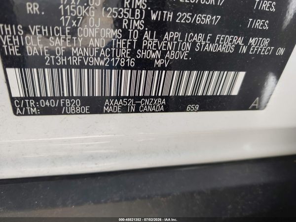 2022 TOYOTA RAV4 LE
