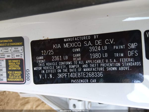 2026 KIA K4 LXS