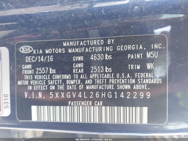 2017 KIA OPTIMA SXL TURBO