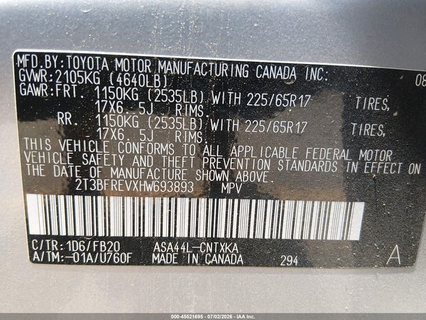 2017 TOYOTA RAV4 LE