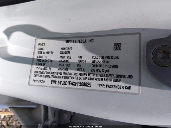 2023 TESLA MODEL 3 REAR-WHEEL DRIVE