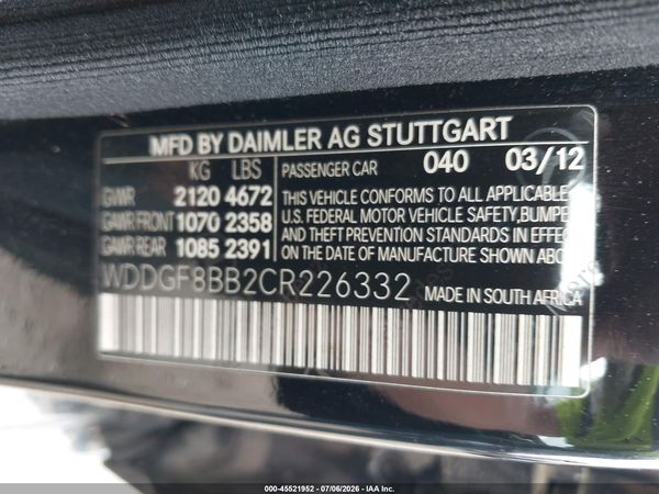 2012 MERCEDES-BENZ C 300 SPORT 4MATIC