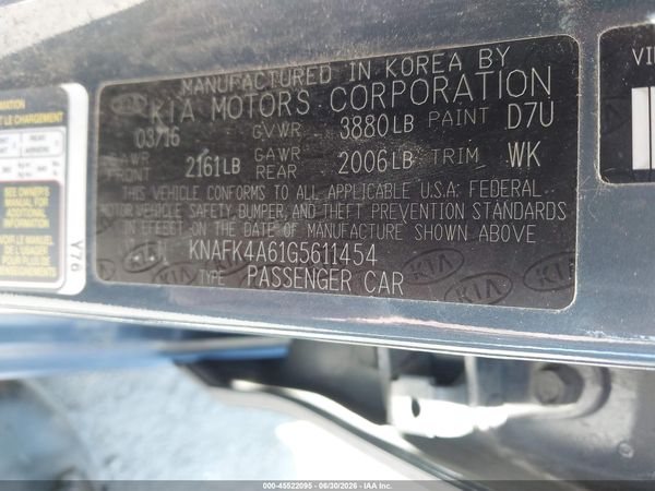 2016 KIA FORTE LX