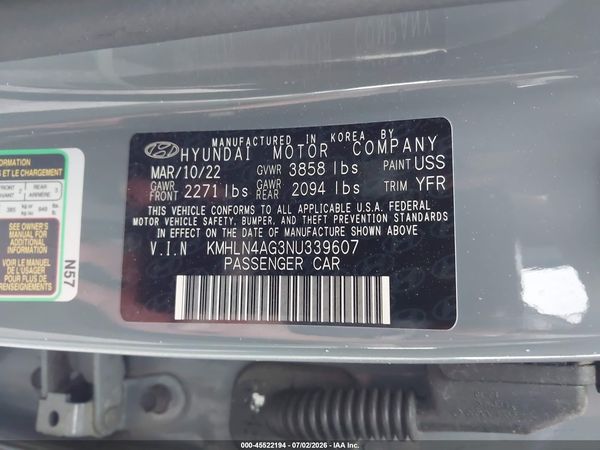 2022 HYUNDAI ELANTRA SEL