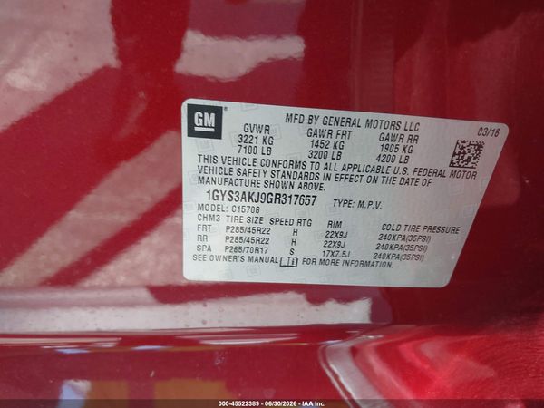 2016 CADILLAC ESCALADE STANDARD