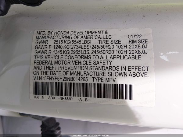 2022 HONDA PILOT 2WD SPECIAL EDITION