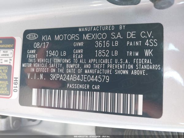 2018 KIA RIO LX