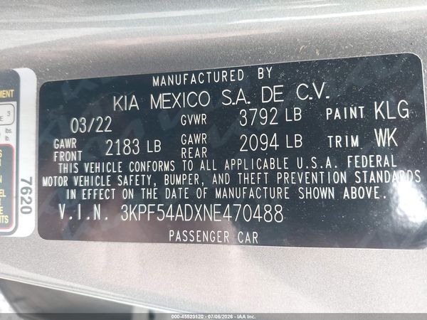 2022 KIA FORTE GT-LINE